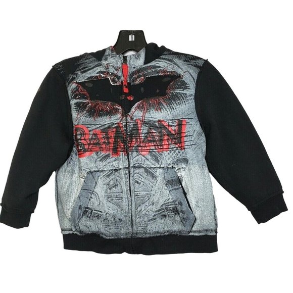 DXtreme The Dark Knight Rises Kids Batman Hooded Sweatshirt - Embroidered Zip - Picture 1 of 10